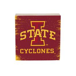 Evergreen Enterprises - Iowa State Cyclones 6" Square Fan Chant Wood Block Shelf Sign - Multicolor