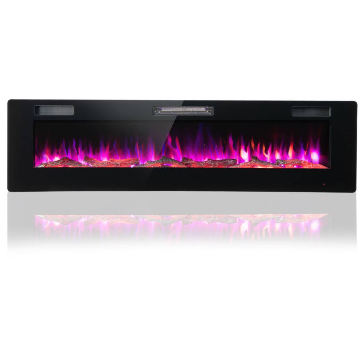 Alt View 6. LUCKY ONE - 60 Inch Ultra-Thin Wall Mounted/Recessed Electric Fireplace with Timer - Black.
