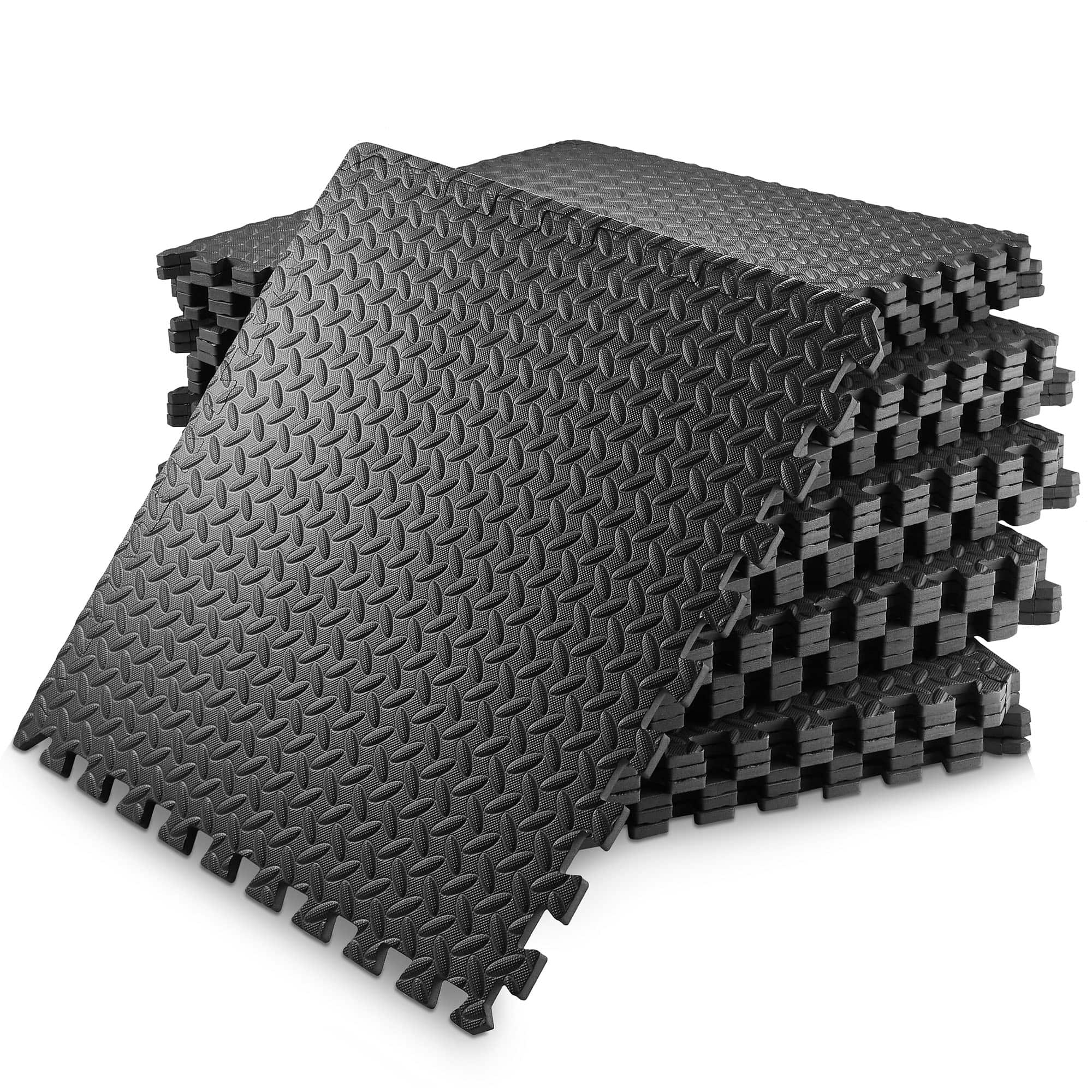 Philosophy Gym - Exercise Flooring Mats - Foam Rubber Interlocking Puzzle Floor Tiles - Black