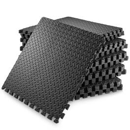 Philosophy Gym - Exercise Flooring Mats - Foam Rubber Interlocking Puzzle Floor Tiles - Black