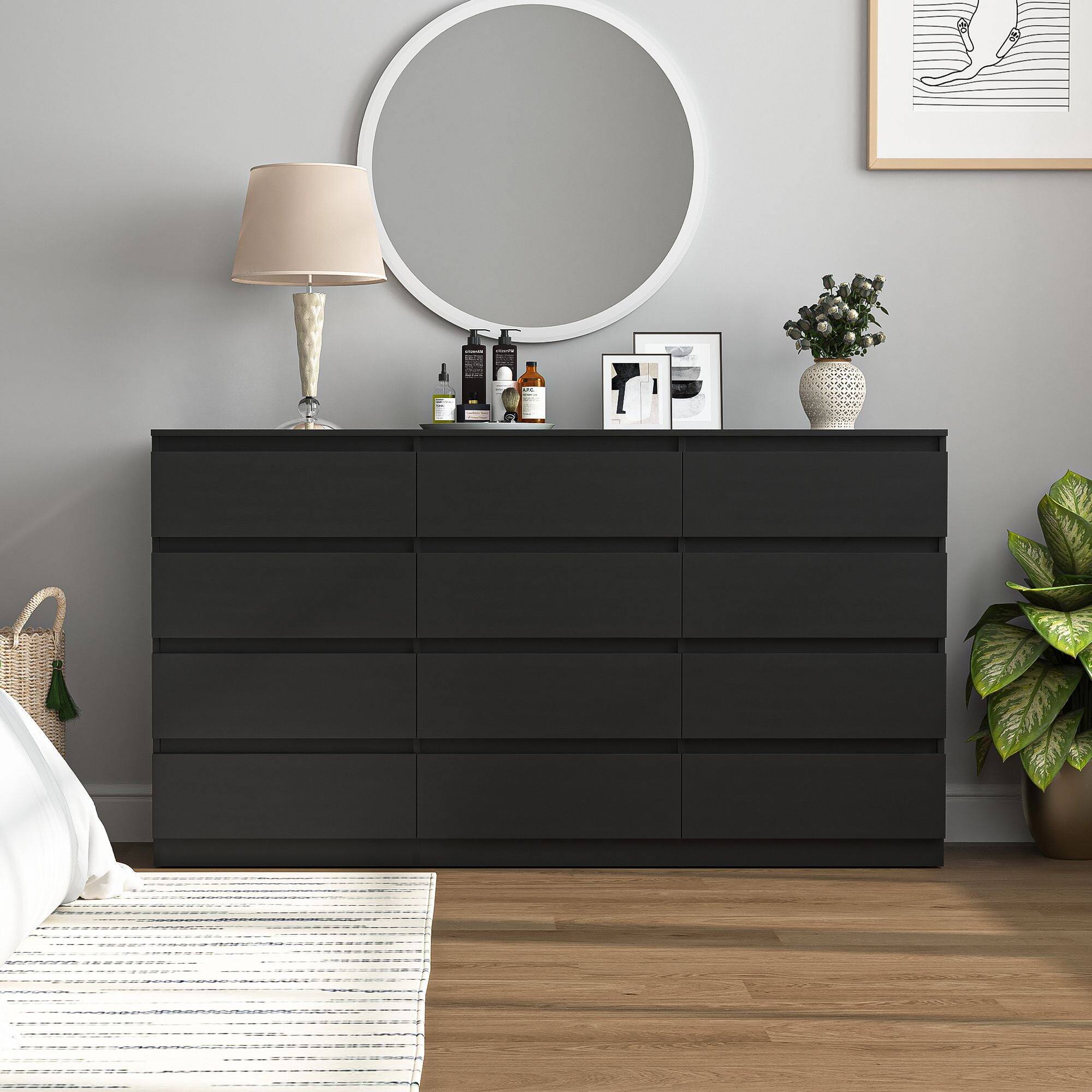 Alt View 8. Kadyn - Kadyn 12 Drawer Wide Dressers for Bedroom, Modern Chest of Drawer Organizer, Black - Black.