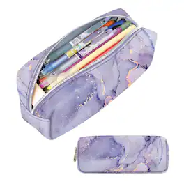Kitcheniva - Large Capacity Pencil Case Office School Organizer Pouch - Lilac Marble