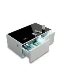 Livtab - Smart Coffee Table with Refrigerated Drawers, Wireless Charging, Bluetooth Speaker, Ideal for Modern Living Spaces - WHITE - Front_Zoom