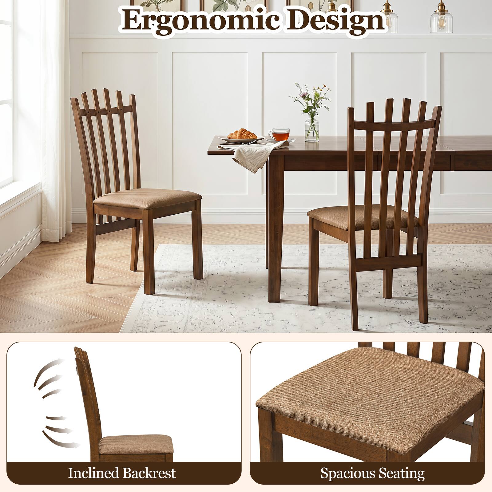 Ergonomic Design  
Inclined Backrest  
Spacious Seating