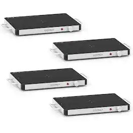 Costway - 4PCS 16" x 12" Electric Warming Tray Tempered Glass Food Warmer with Anti-Scalding Handles - Black
