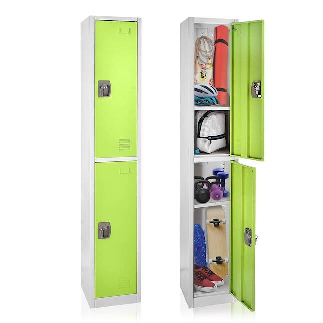 Alt View 4. AdirOffice - Storage Locker 629-Series 72" H 2-Tier Steel Key Lock 2-Shelf Locker with Key Lock - Green.