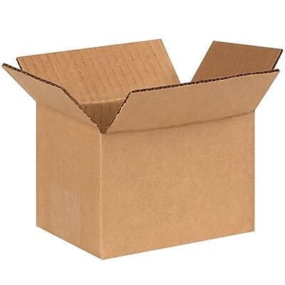 Front. The Packaging Wholesalers - 6" x 4" x 4" Shipping Boxes, 32 ECT, 25/Bundle (644) - Kraft.
