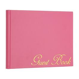 Unique Bargains - Elegant Guestbook 9x7 Inch PU Leather Wedding Sign in Book with 50 Blank 120GSM Pages for Events - Rose Red
