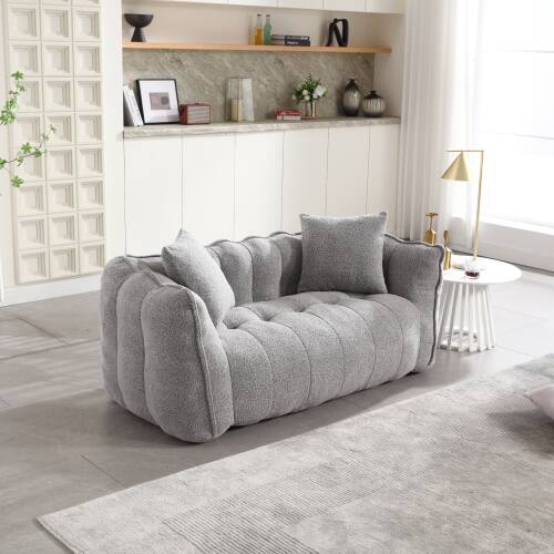 Alt View 2. GOODSILO - Premium Two-Person Square Recliner Sofa with High Resilience Foam Core for Ultimate Comfort and Relaxation - Grey.