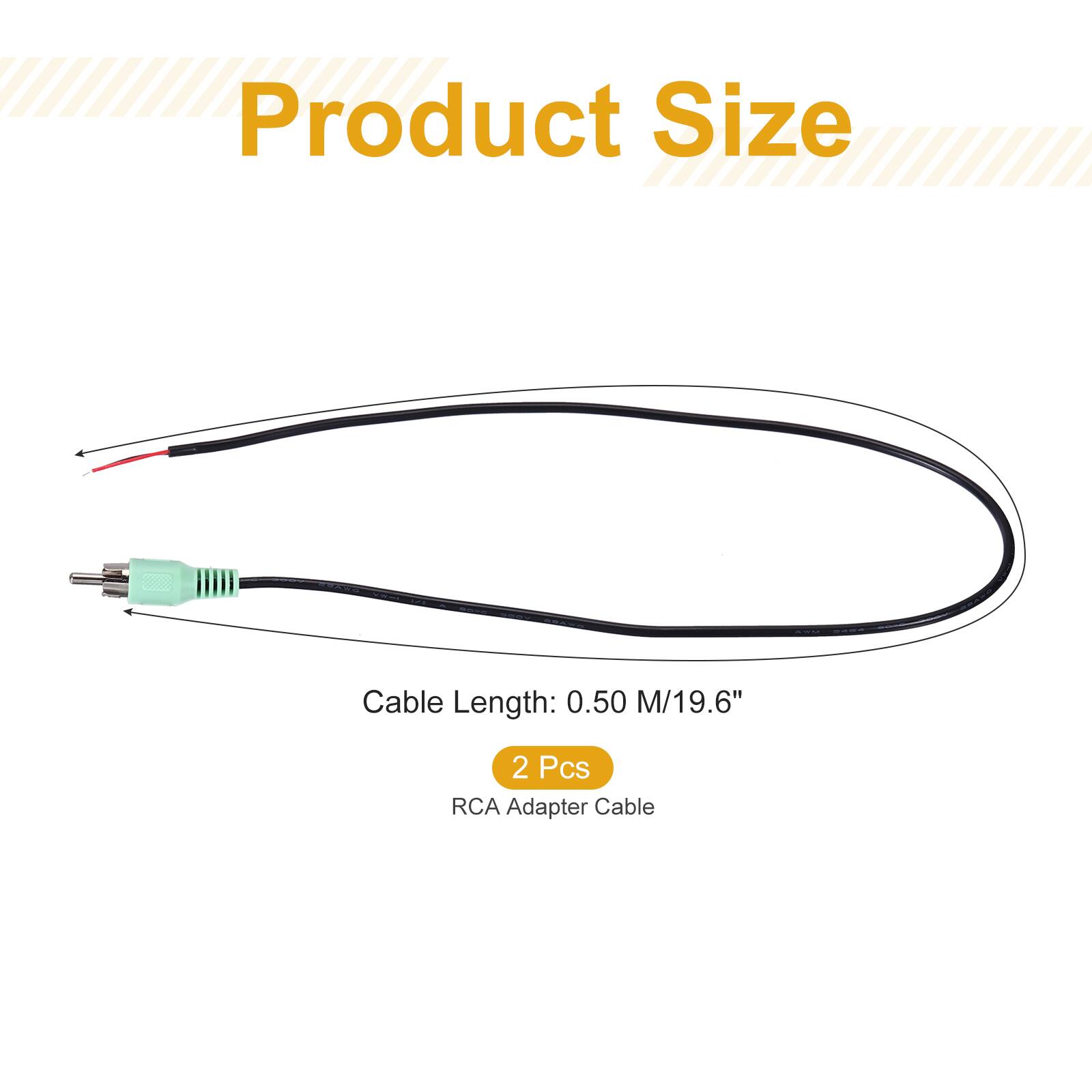 Product Size  
Cable Length: 0.50 M/19.6"  
2 Pcs RCA Adapter Cable