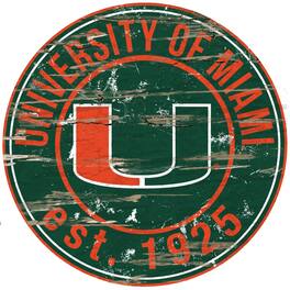 Fan Creations - Miami Hurricanes 23.5" Distressed Round Sign - Multicolor