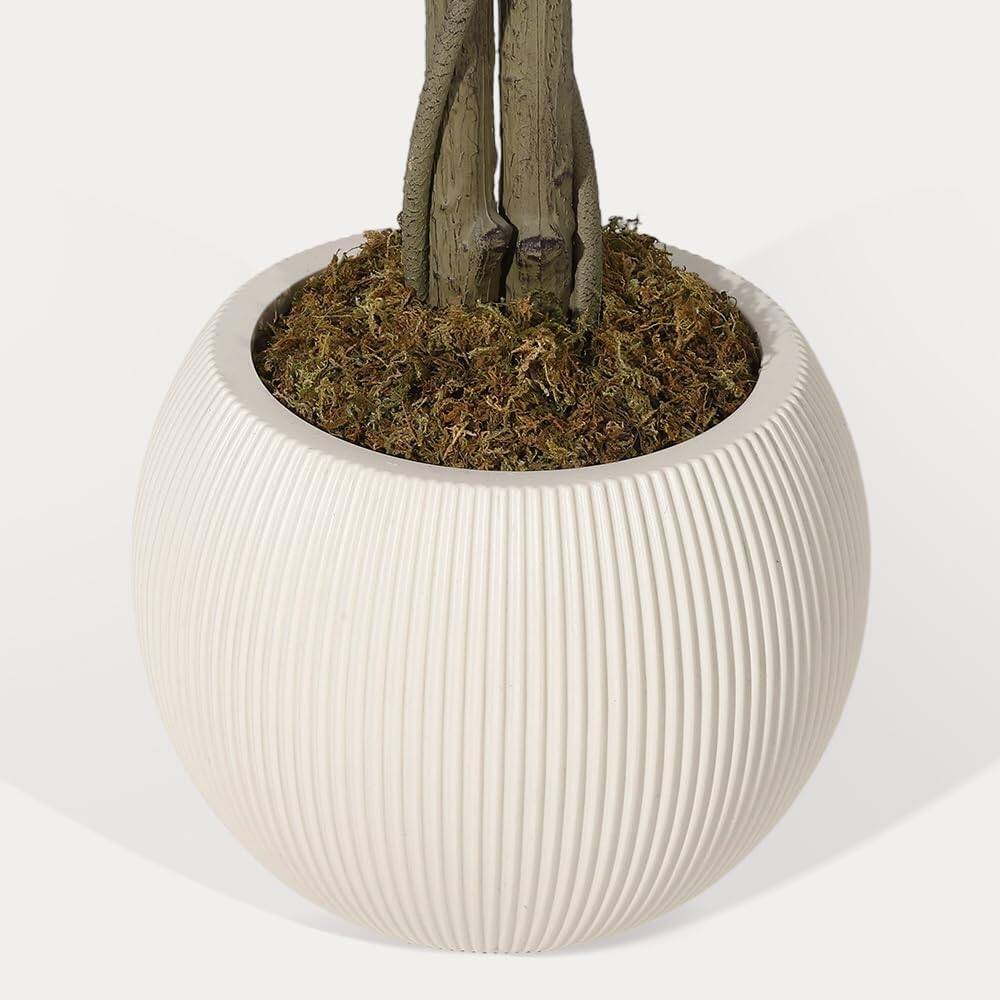 Back. Homhougo - Pink Silk Cherry Blossom Tree 6FT, Realistic Artificial Flowering Tree with Planter for Home Office Decor - Green.