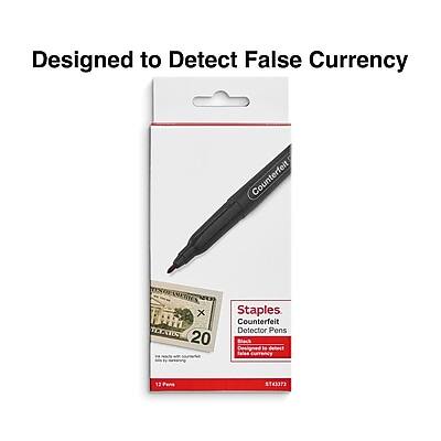 Designed to Detect False Currency

Staples Counterfeit Detector Pens
20 Pens

Designed to detect counterfeit currency
12 pens per pack

Item Number: 5143373