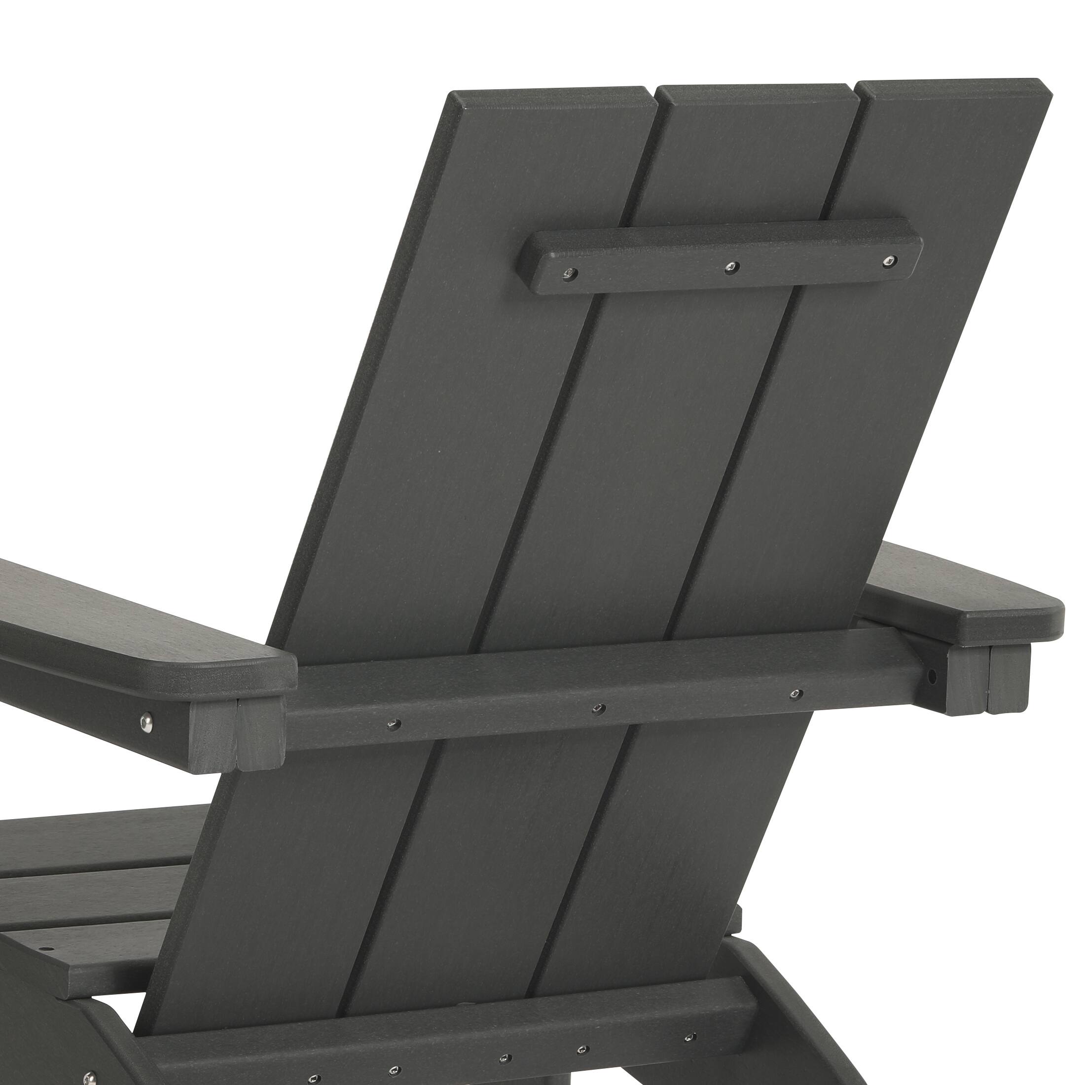 Alt View 3. WestinTrends - WestinTrends Ashore Kids Outdoor HDPE Plastic Modern Adirondack Patio Chairs with Cup Holders (Set of 2) - Gray.