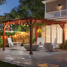 Outsunny - x 12.5' Outdoor Wood Pergola with Grape Trellis for Patio, Deck - Brown