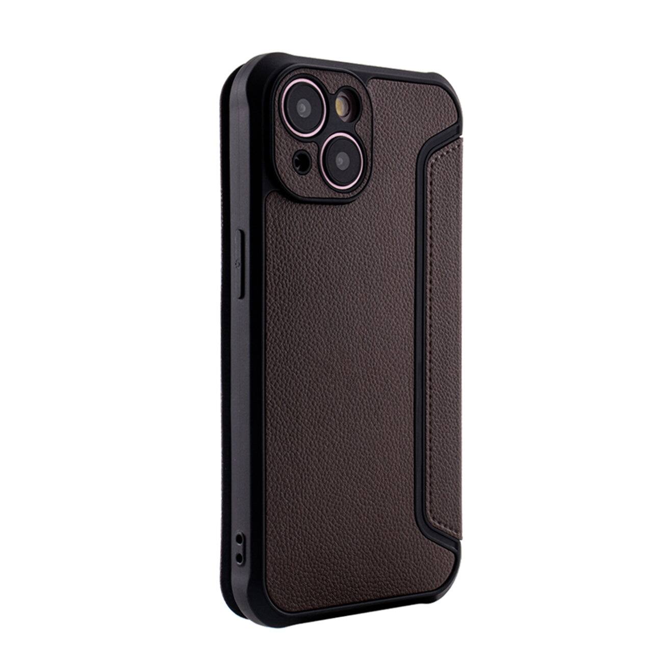 Reiko - Magnetic Wallet Leather Phone Case For Apple Iphone 15 In - Brown