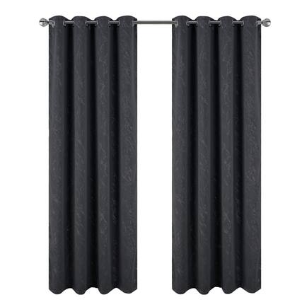 Front. RT Designers Collection - RT Designer Collection Heidi Halo Foil Blackout Luxurious Decorative Grommet Curtain Panel 54" x 90" Black - Black.
