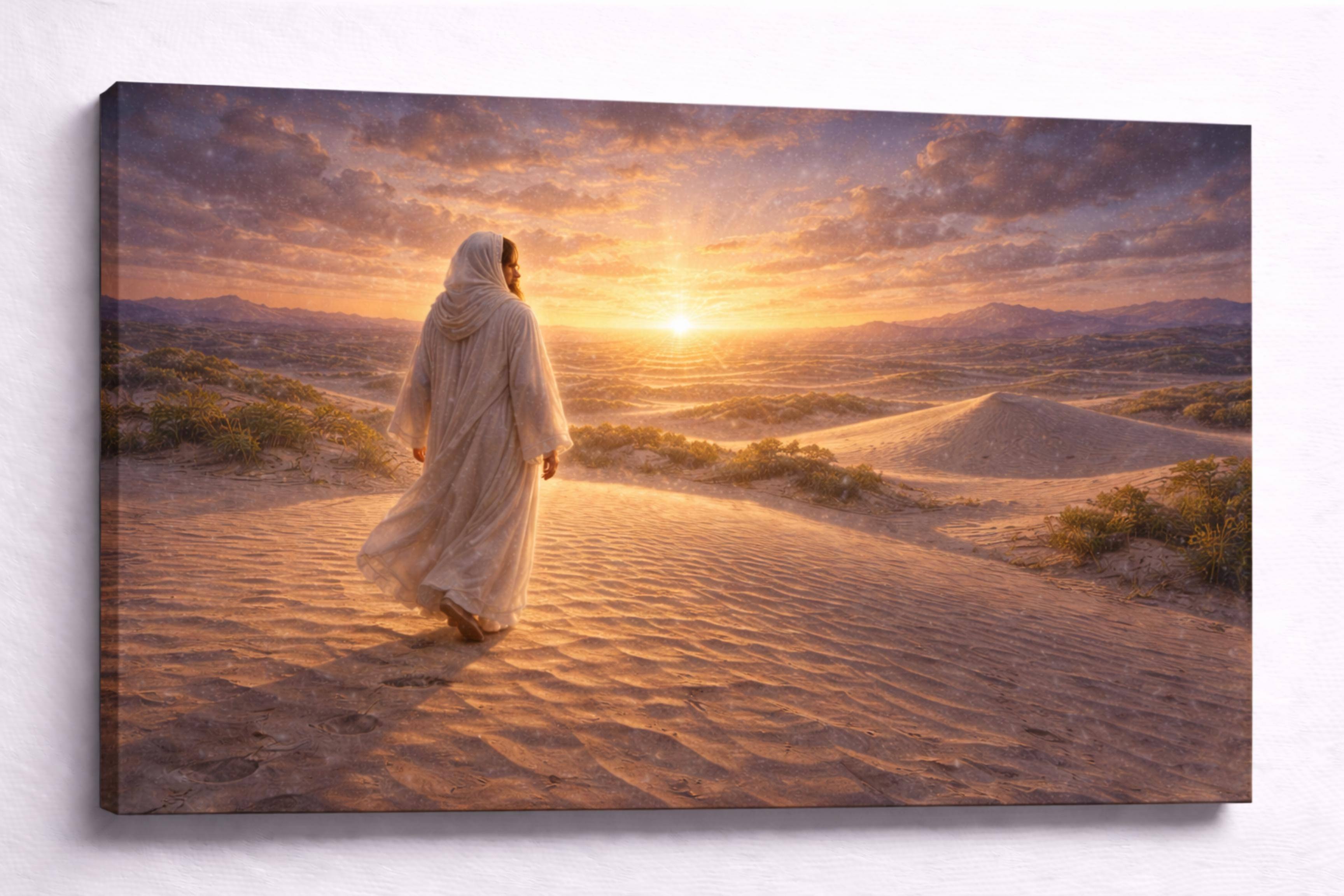 FC Design - Large Canvas 24x36" Frameless Desert Sunset Journey Christ Art Painting Home Wall Décor - MultiColor