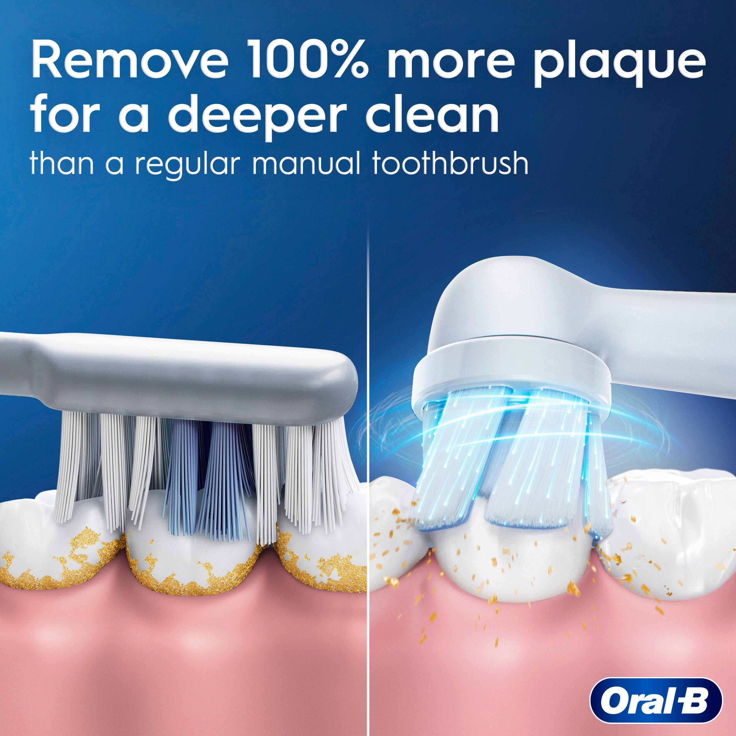 Remove 100% more plaque for a deeper clean than a regular manual toothbrush Oral B.