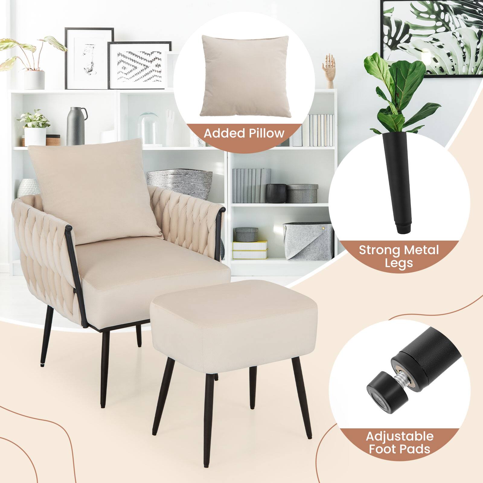 Added Pillow, Strong Metal Legs, Adjustable Foot Pads