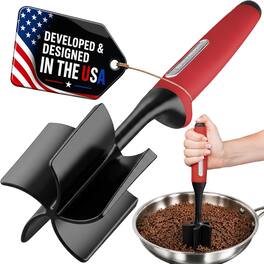 Zulay Kitchen - 5-Blade Meat Chopper, Pinwheel Design Ground Meat Masher with Comfortable Grip - Red
