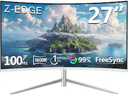 Z Z-Edge - 27" 1080P Full HD 1920 x 1080 100Hz Curved Monitor, HDMI + VGA, Eye Care Technology - White