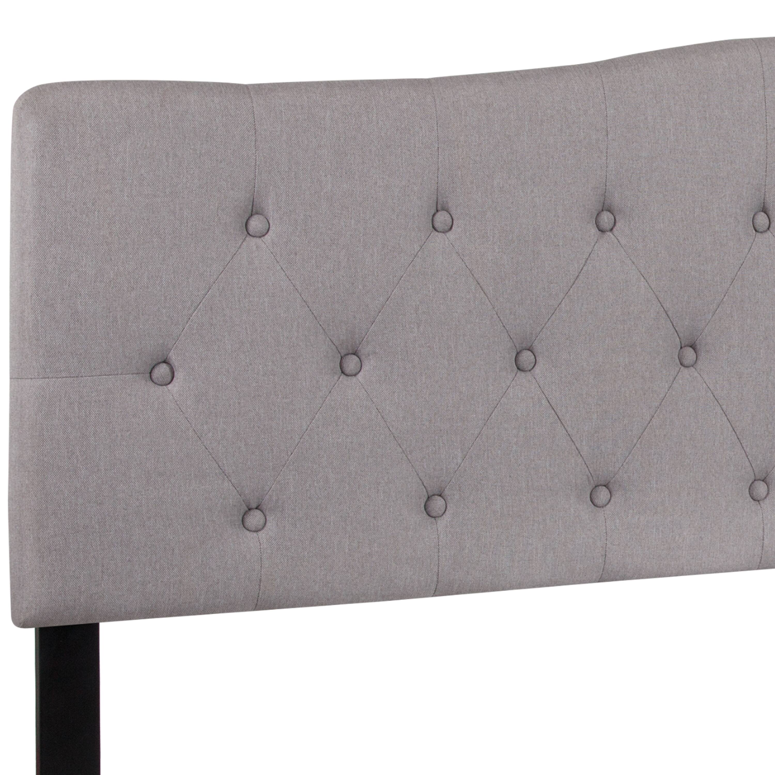 Alt View 6. Emma + Oliver - Arched Button Tufted Upholstered Headboard - Light Gray.
