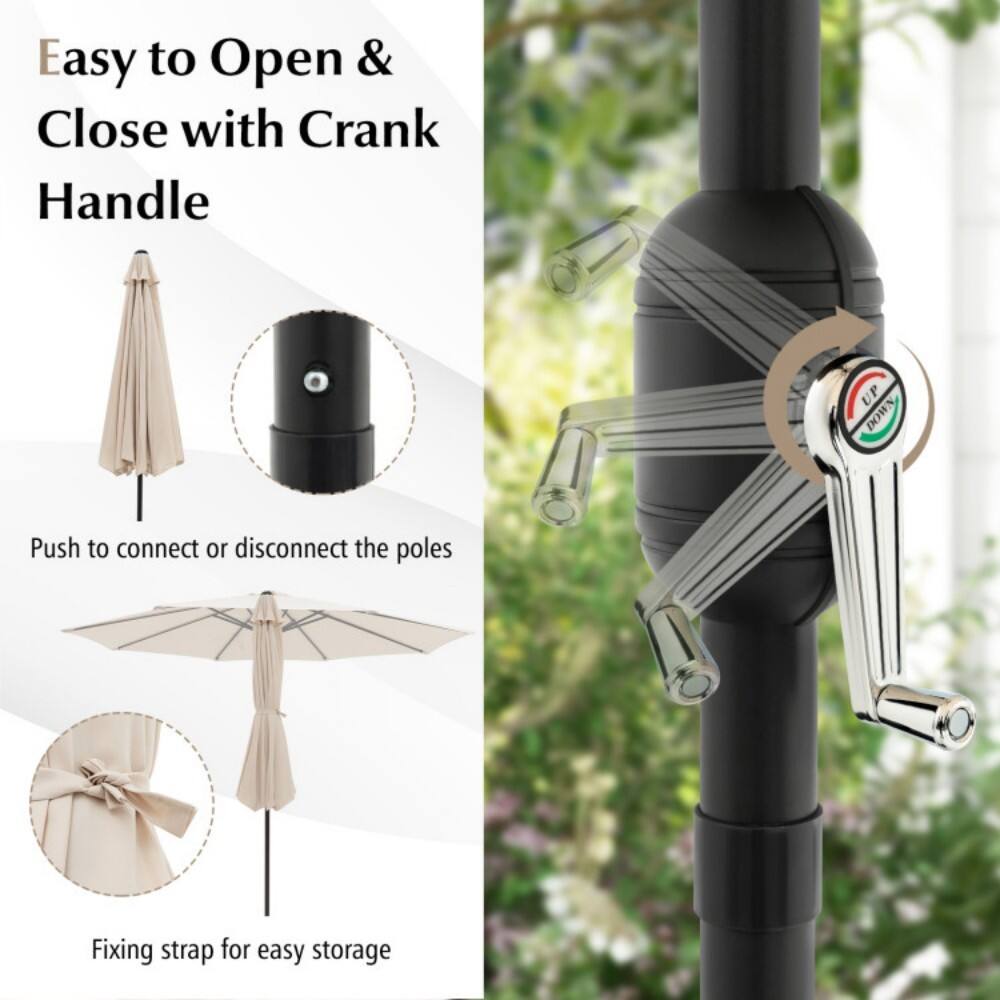 Easy to Open & Close with Crank Handle

Push to connect or disconnect the poles

Fixing strap for easy storage