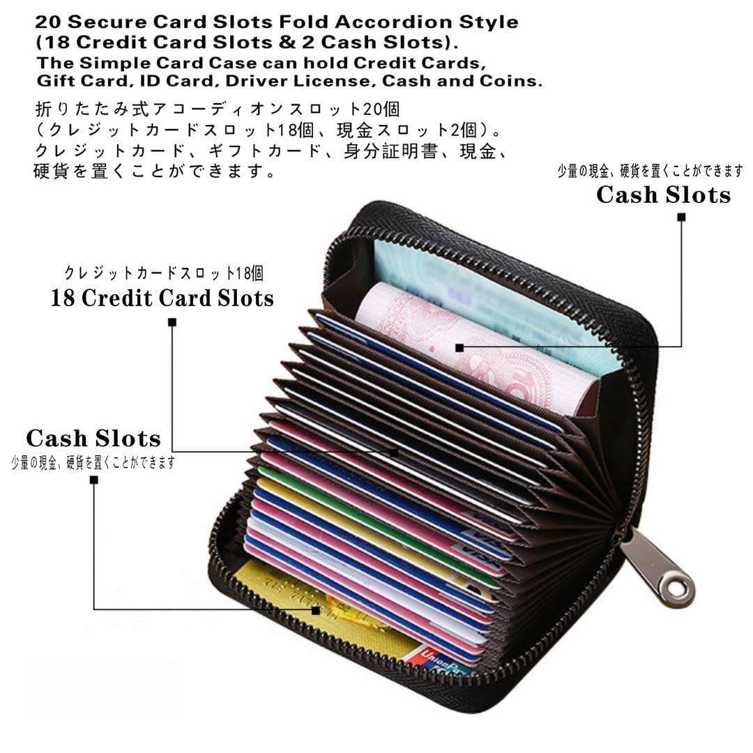Back. Jadie Link - Rfid Blocking Leather Credit Card Holder Zipper Wallet Slots Small Case Women Men Accordion black very practical Credit - Black.
