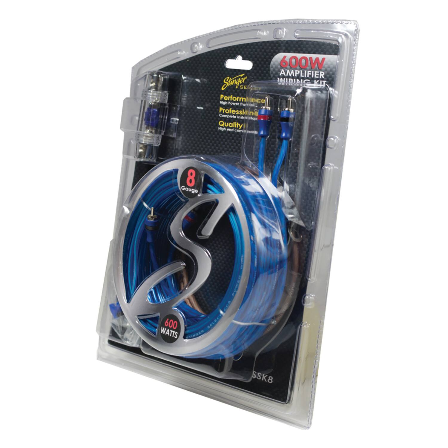 600W Amplifier Wiring Kit  
Stinger ID  
Performance  
High Power  
Professional  
Complete  
Quality  
8 Gauge  
600 Watts  
SSK8