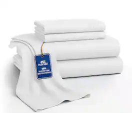 Lux Decor Collection - 4-Piece Queen Bed Sheet Set, Ultra Soft Microfiber, Deep Pocket, Wrinkle-Resistant, Hypoallergenic, All-Season Comfort - White