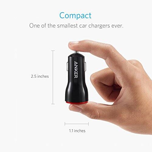 Compact  
One of the smallest car chargers ever.  
2.5 inches  
1.1 inches