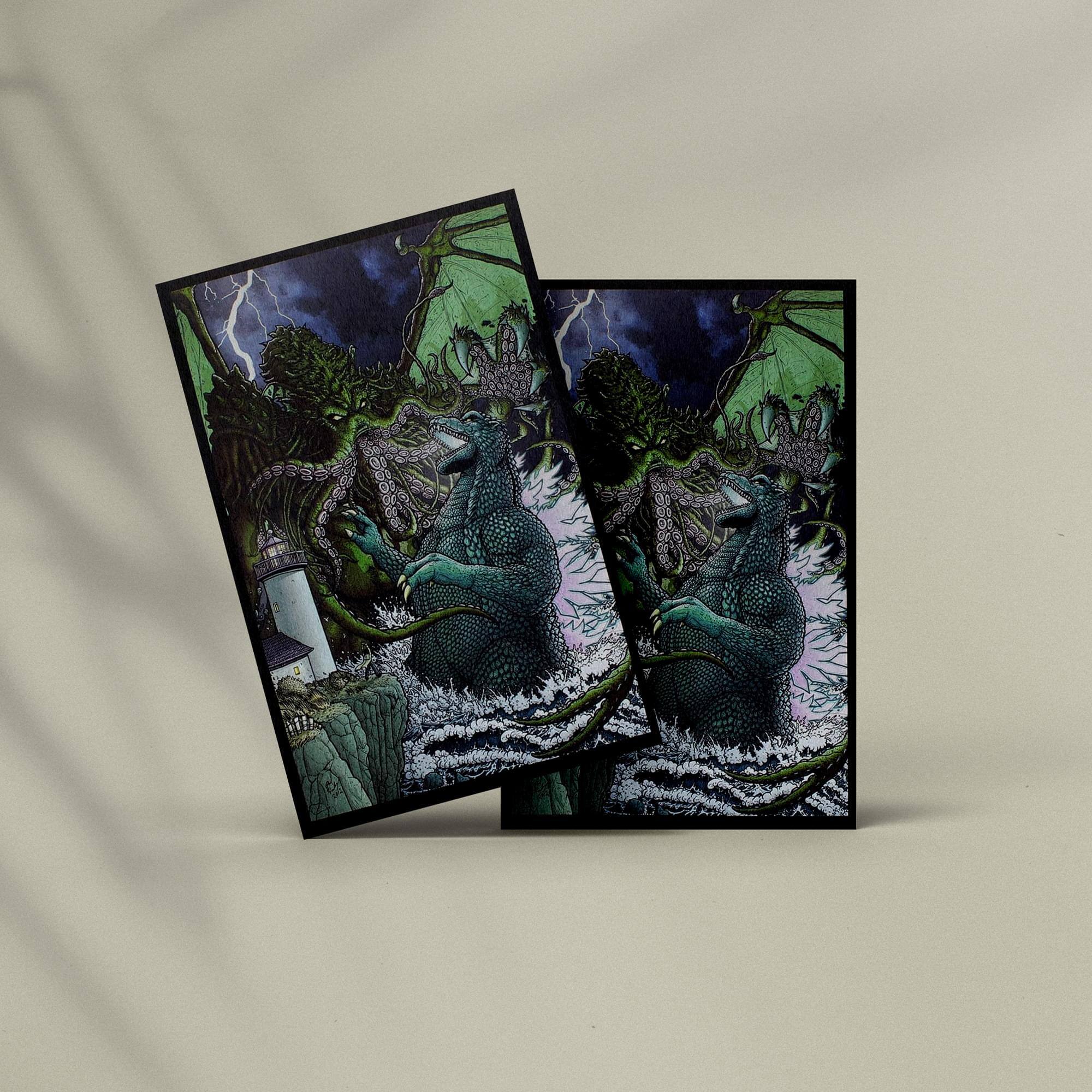 Alt View 10. Nerd Block - Godzilla Versus Cthulhu 7" x 10.5" Art Print - Green.