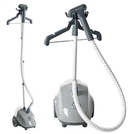 Front. Bestier - Standing Garment Steamer, 1500W Powerful Steamer for Clothes, Roll Wheels, 1.7L Water Tank, 55 Min Continuous Steaming - Grey.
