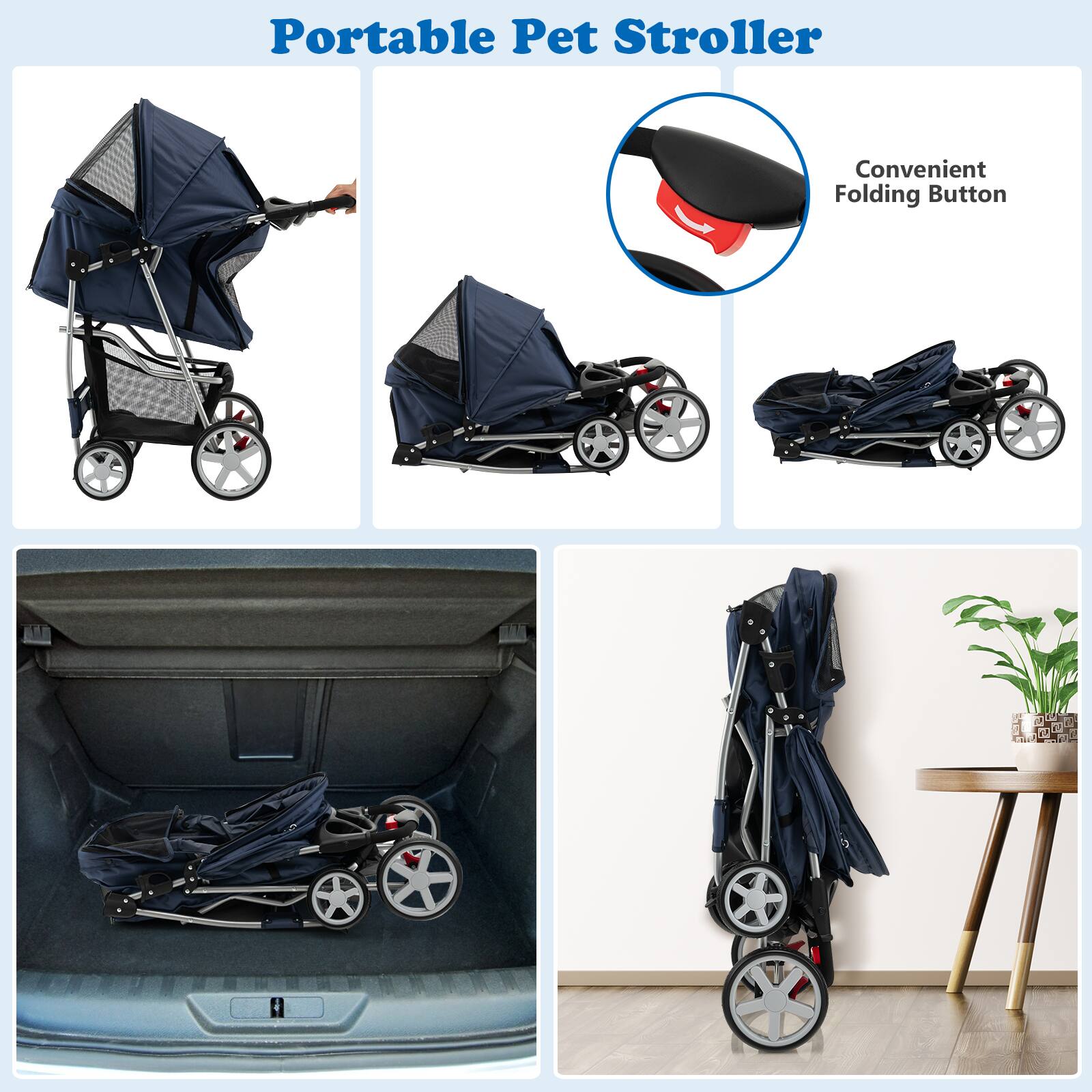 Portable Pet Stroller

Convenient Folding Button