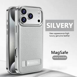 Dteck - Premium Hard Case for Apple iPhone 17 Pro Max with Foldable Kickstand,Slim Shockproof PC TPU Protective Phone Cover - Silver