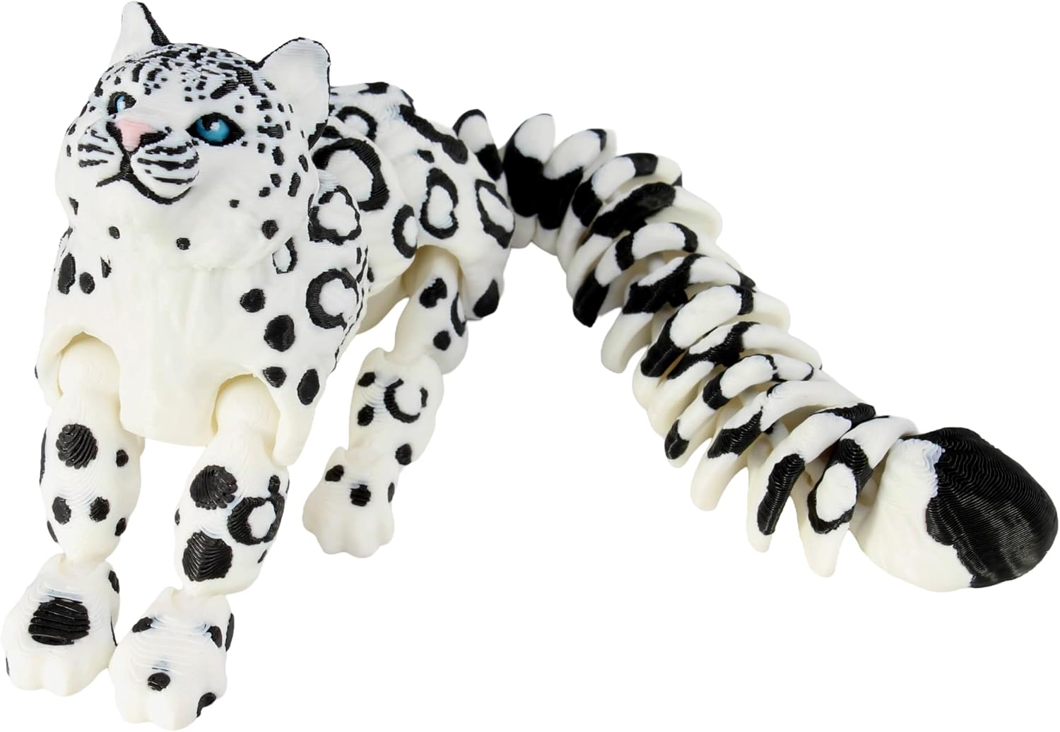 3D Printed Articulated Snow Leopard Figurine, 9.25" Flexible Jointed Snow Leopard for Desk Collectible Gift by PowerTRC