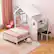 Alt View 4. Costway - Twin House Bed with Desk & Chair with 2 Drawers Windmill Fence & Headboard for Teens - White.