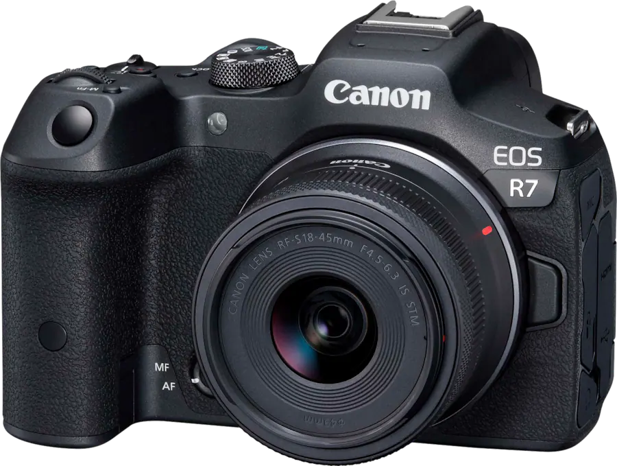 Canon EOS R7 Mirrorless Camera with 18 45 Lens + 64GB Card + Flash Canon EOS R7 Mirrorless Camera with 18 45 Lens + 64GB Card + Flash