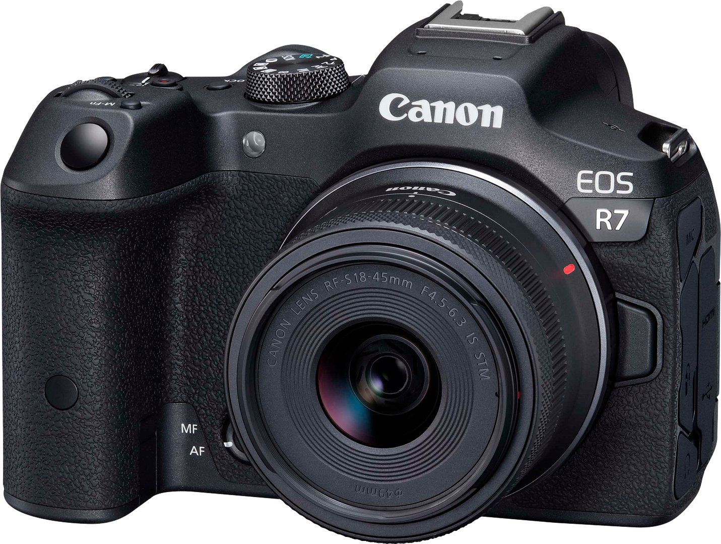 Canon EOS R7 Mirrorless Camera with 18 45 Lens + 64GB Card + Flash