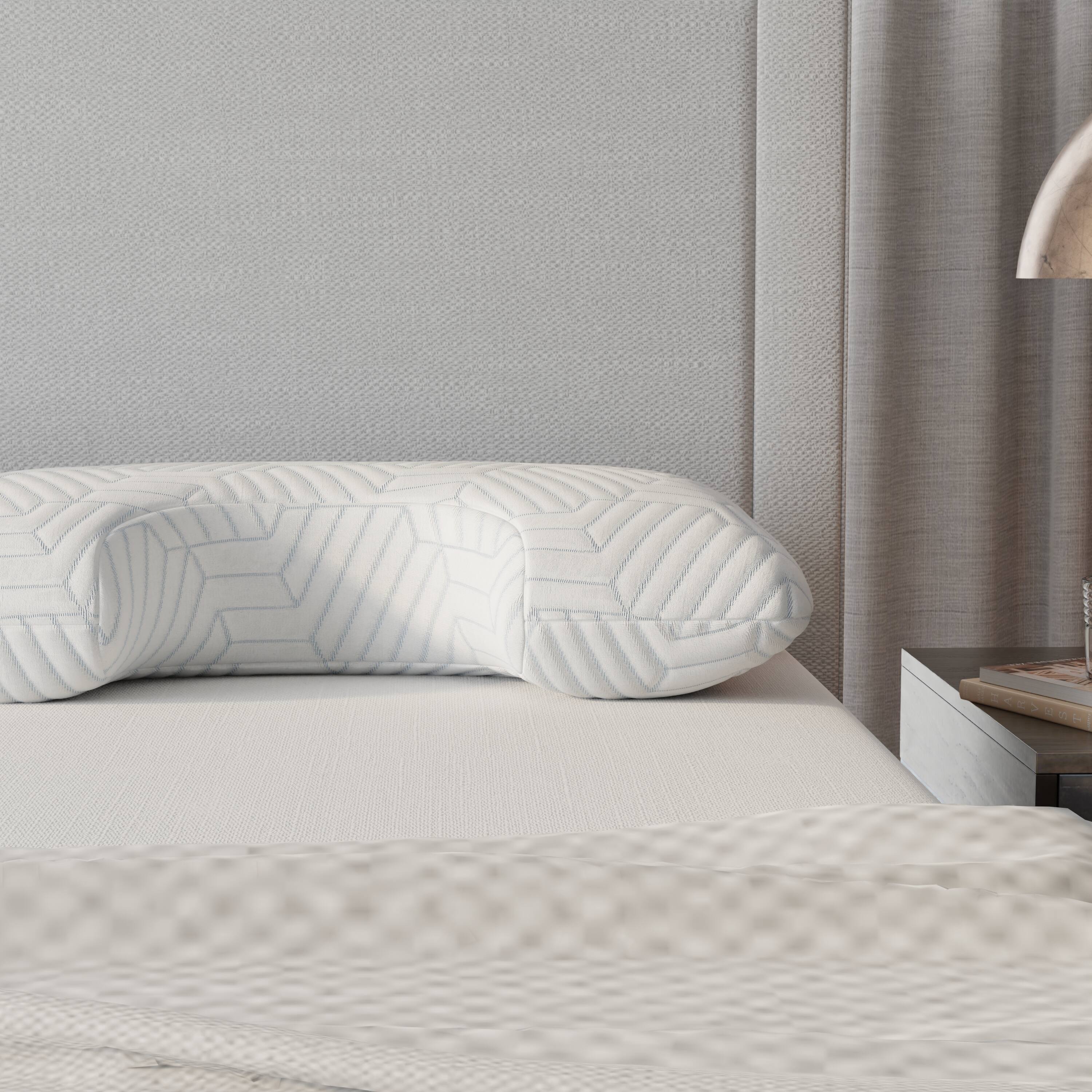 Back. TinyHomie - Bella Ice Curve Pillow Phase Change Cooling Cover - White.