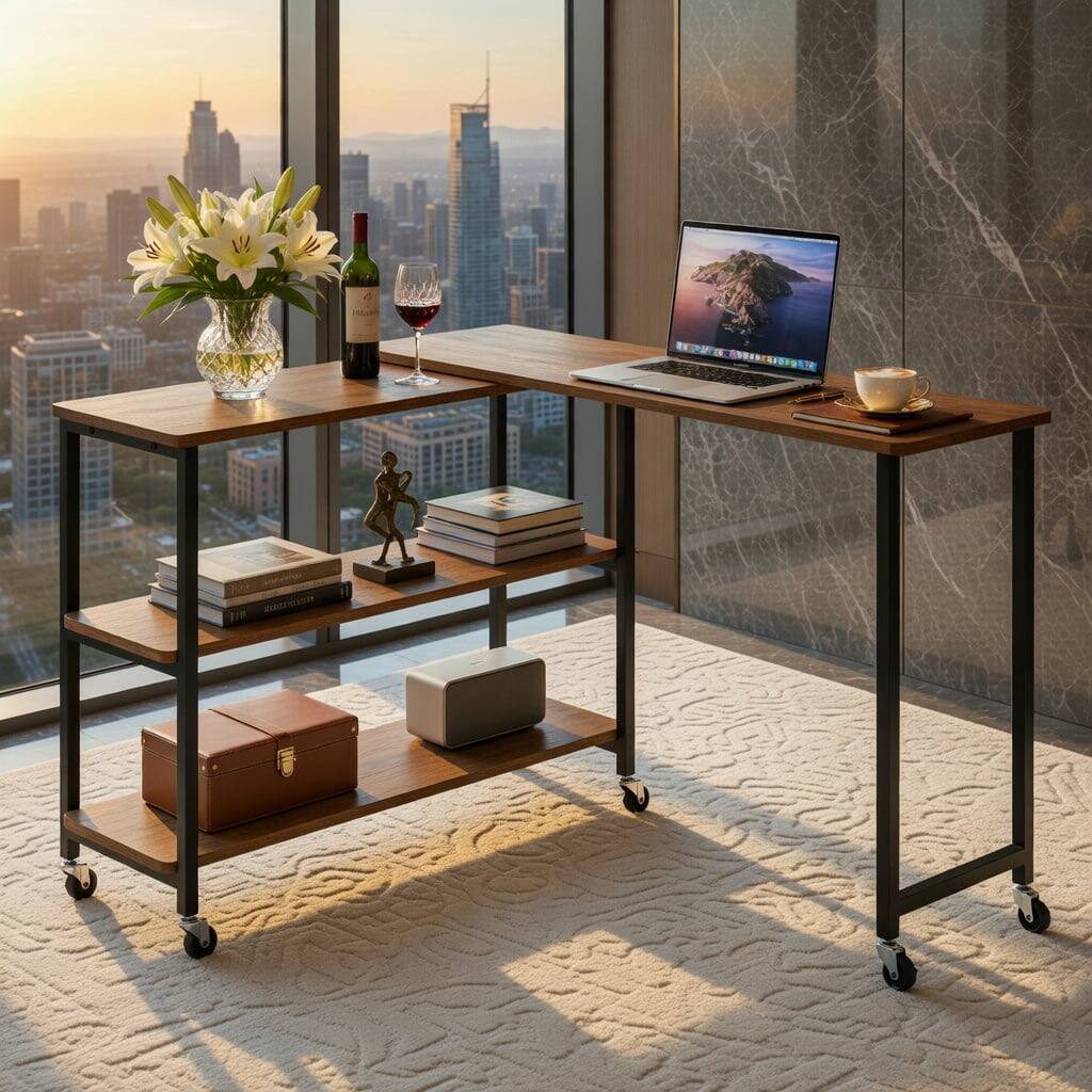 Pefilos Patented 360 Degree Rotating Sofa Side Table with Wheels ...