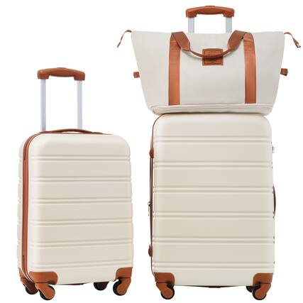Front. LOVMOR - Lovmor 2-Piece Hardshell Luggage Set 20/24" TSA - Brown+White.