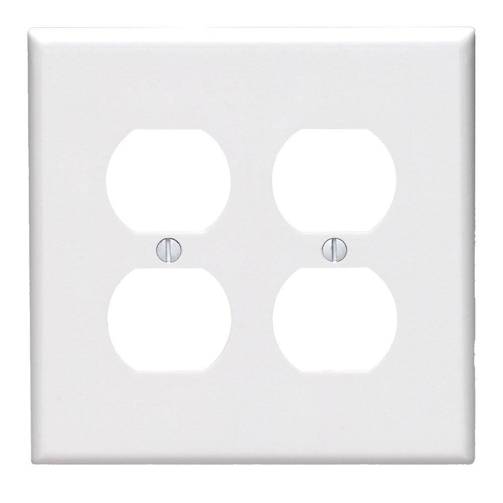 Leviton - 2-Gang Midway Duplex Receptacle Wallplate, Model 80516-W - White