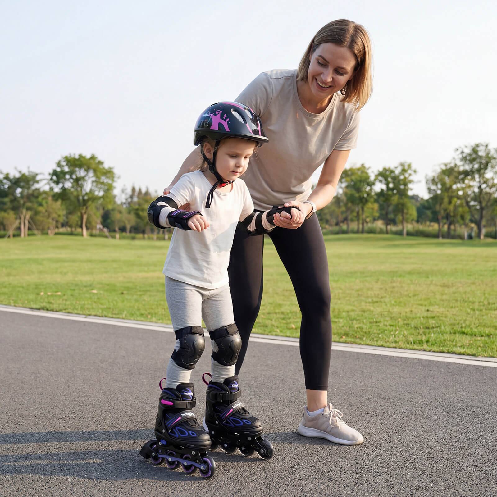 Alt View 1. Costway - Costway Kids' Inline Skates for Boys Girls Ages 5-7, 4 Sizes Adjustable Blade Roller - Purple & Black.