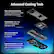 Advanced Cooling Tech
- Open aluminum backplate improves ventilation for better performance and stability.
- Stealth Mode stops fans when GPU temperature falls below 50°C.
- Ultra-dense heat fins to maximize heat dissipation.
- Improved Axial-Fans Dual-ball bearings and redesigned blades push up to 15% more airflow.