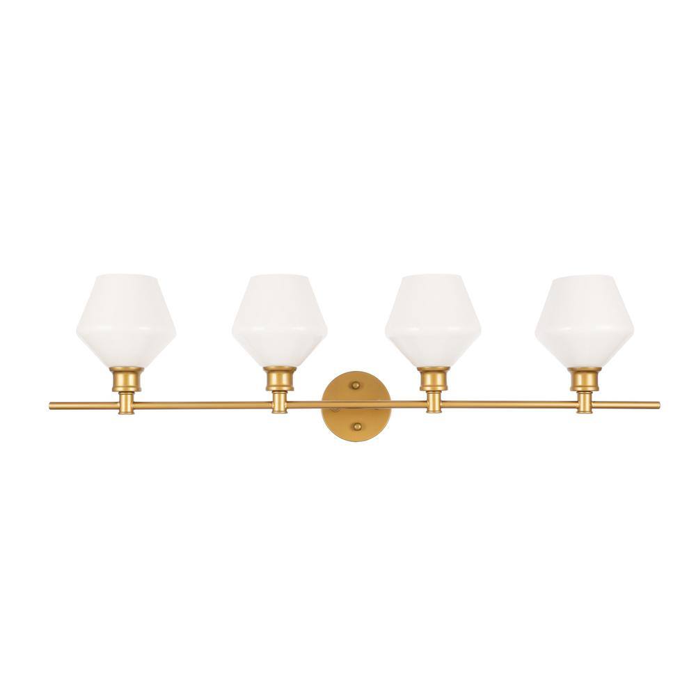 Alt View 8. Living District - Gene 4 light Brass and Frosted white glass Wall sconce - Brass And Frosted White Glass.