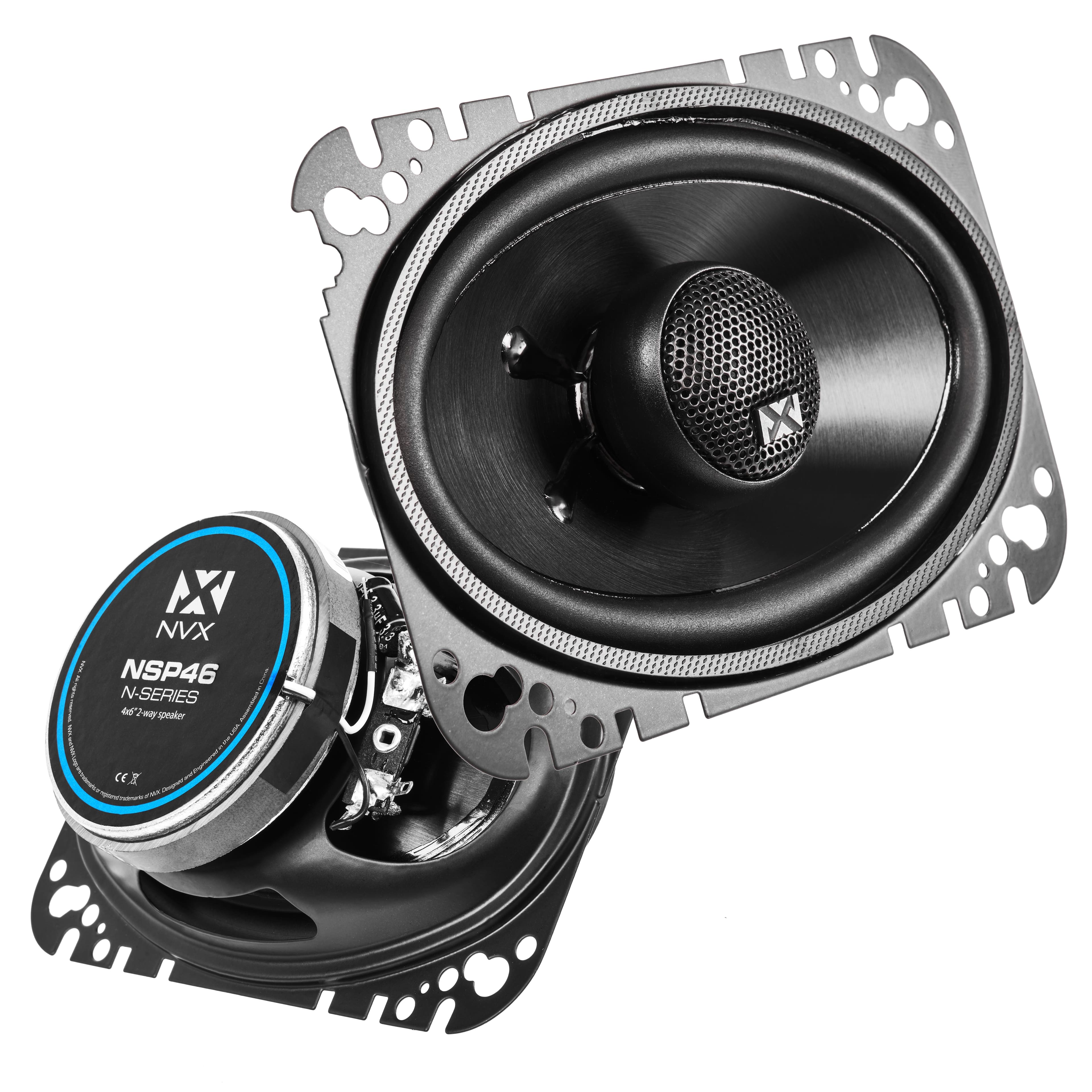 NVX - NSP46 300W Peak (100W RMS) 4x6in 2-Way N-Series Coaxial Car Speakers with 20mm Silk Dome Tweeters