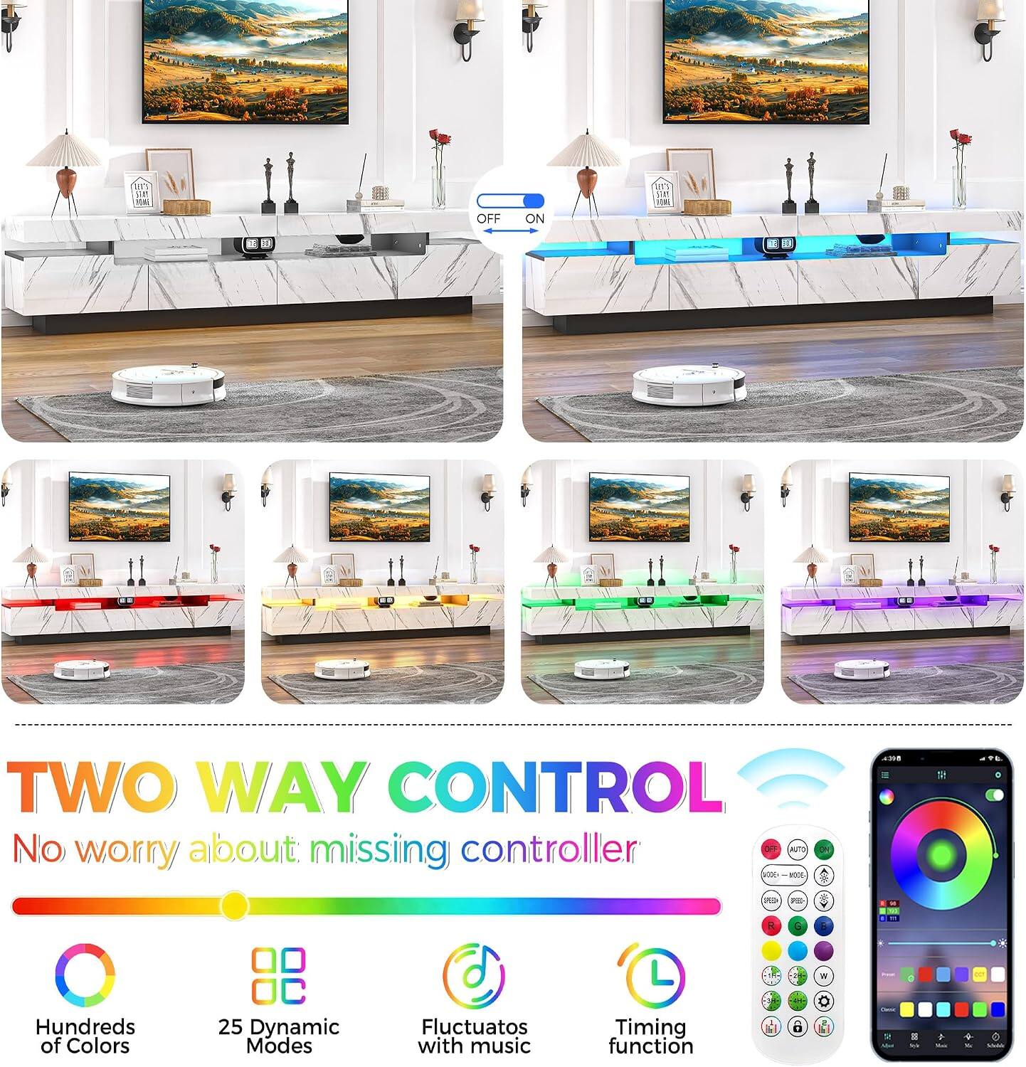 OFF  
ON  
TWO WAY CONTROL  
No worry about missing controller  
OFF AUTO A 1005 3000-4308  
0 PM  
in  
R  
G  
:  
V  
:  
Hundreds of Colors  
25 Dynamic Modes  
Fluctuates with music  
Timing function  
6  
COMONIC - IX - P SOY  
+  
ACIDADE