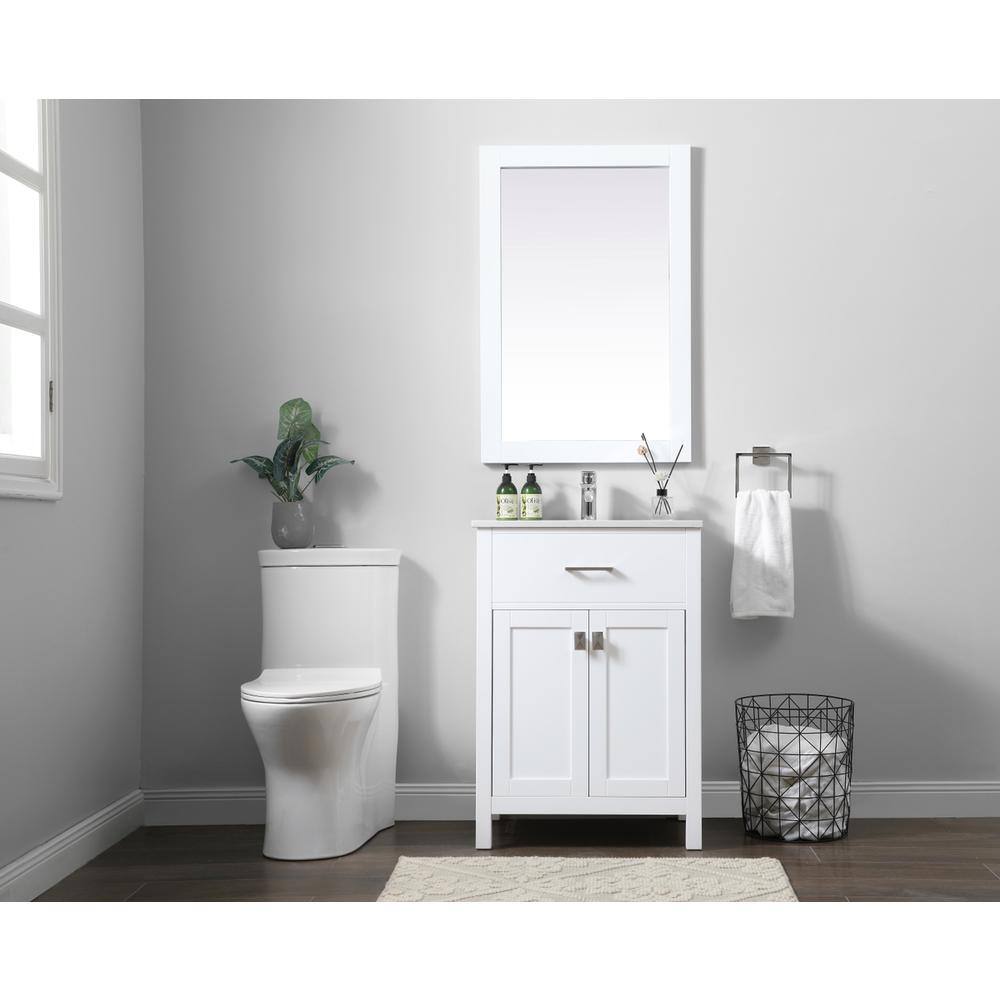 Alt View 8. Elegant Kitchen and Bath - 24 Inch SIngle Bathroom Vanity In White - White.